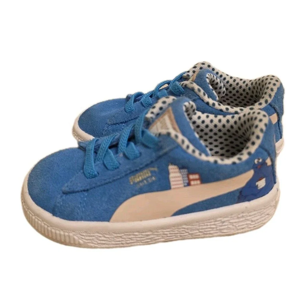 Puma Cookie Monster Blue Sued Sesame Street 50 Kids Shoes US Size 5C - Picture 2 of 11